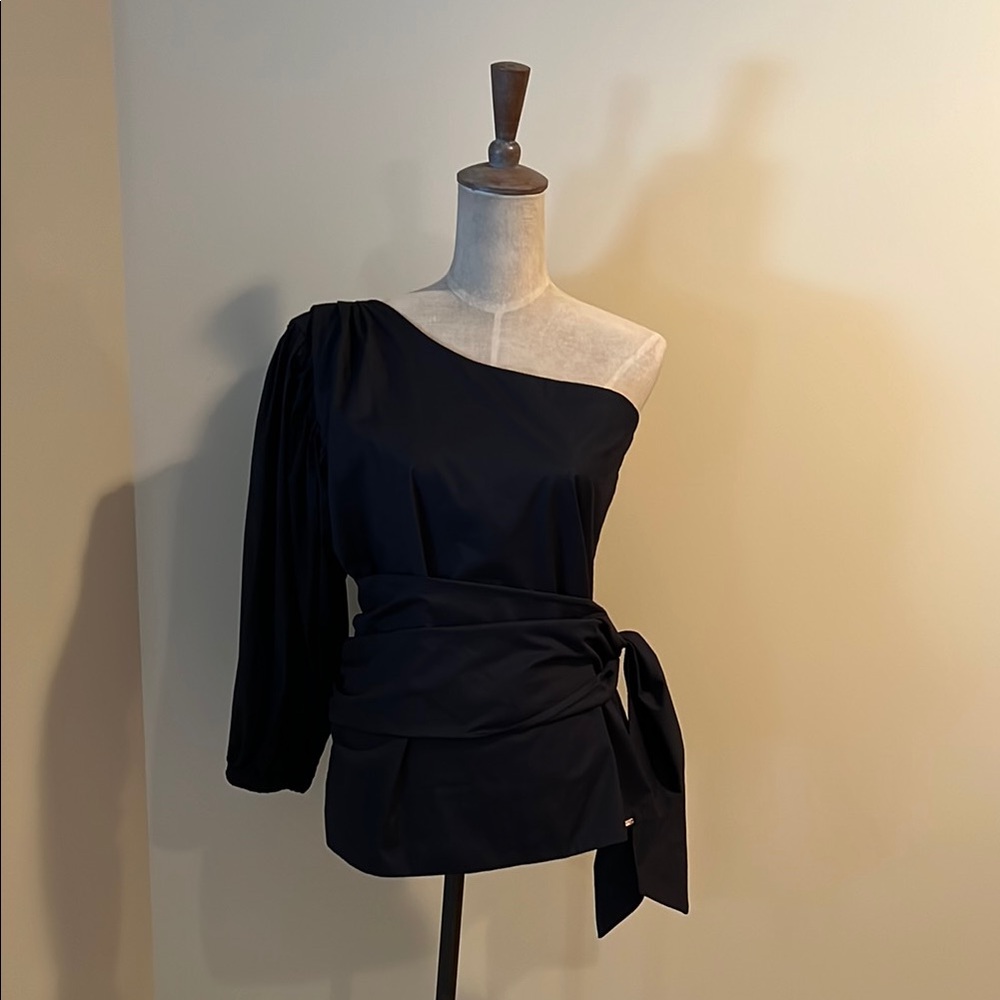Derek Roma Blusa Black One-Shoulder Top